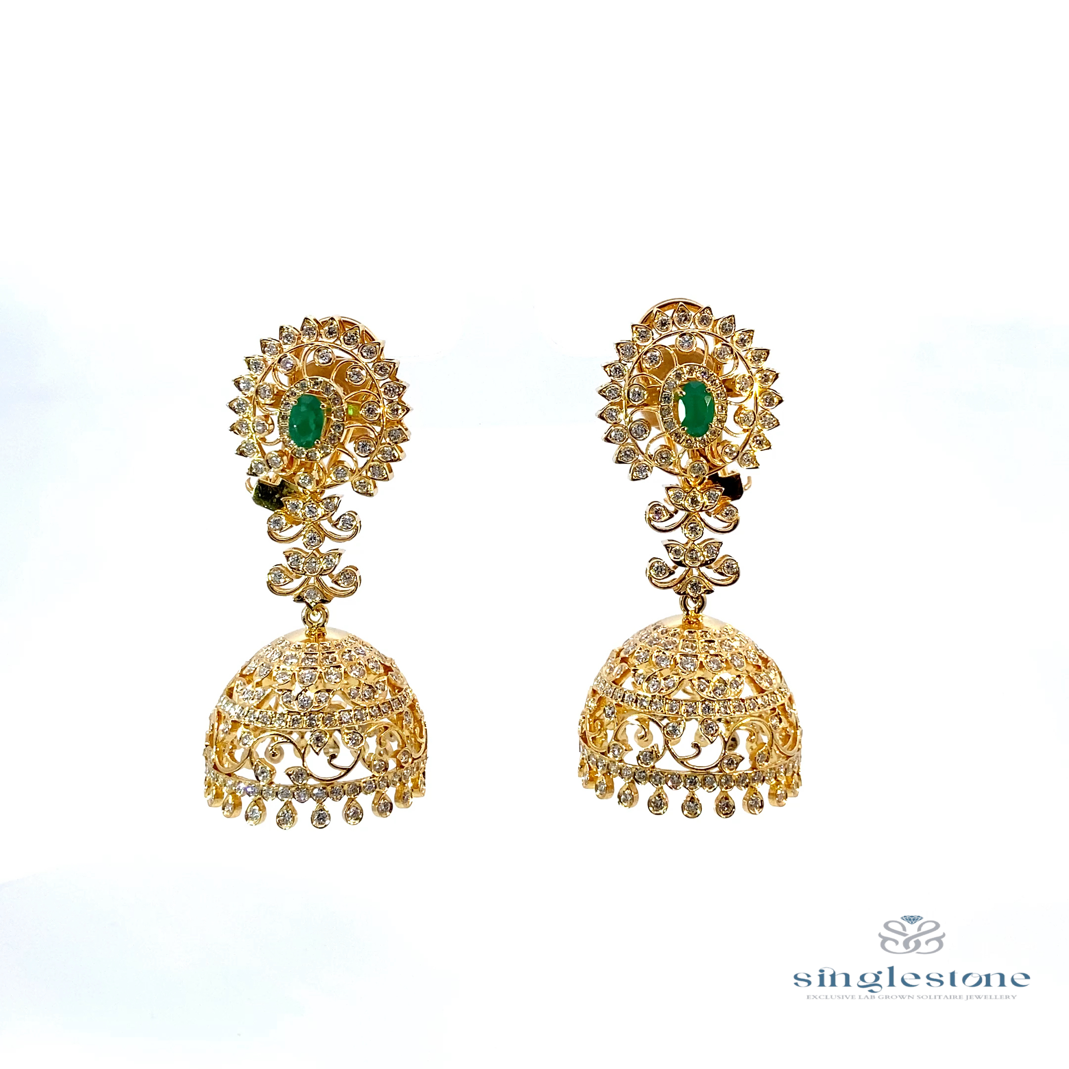 REGAL EMERALD JHUMKA EARRINGS
