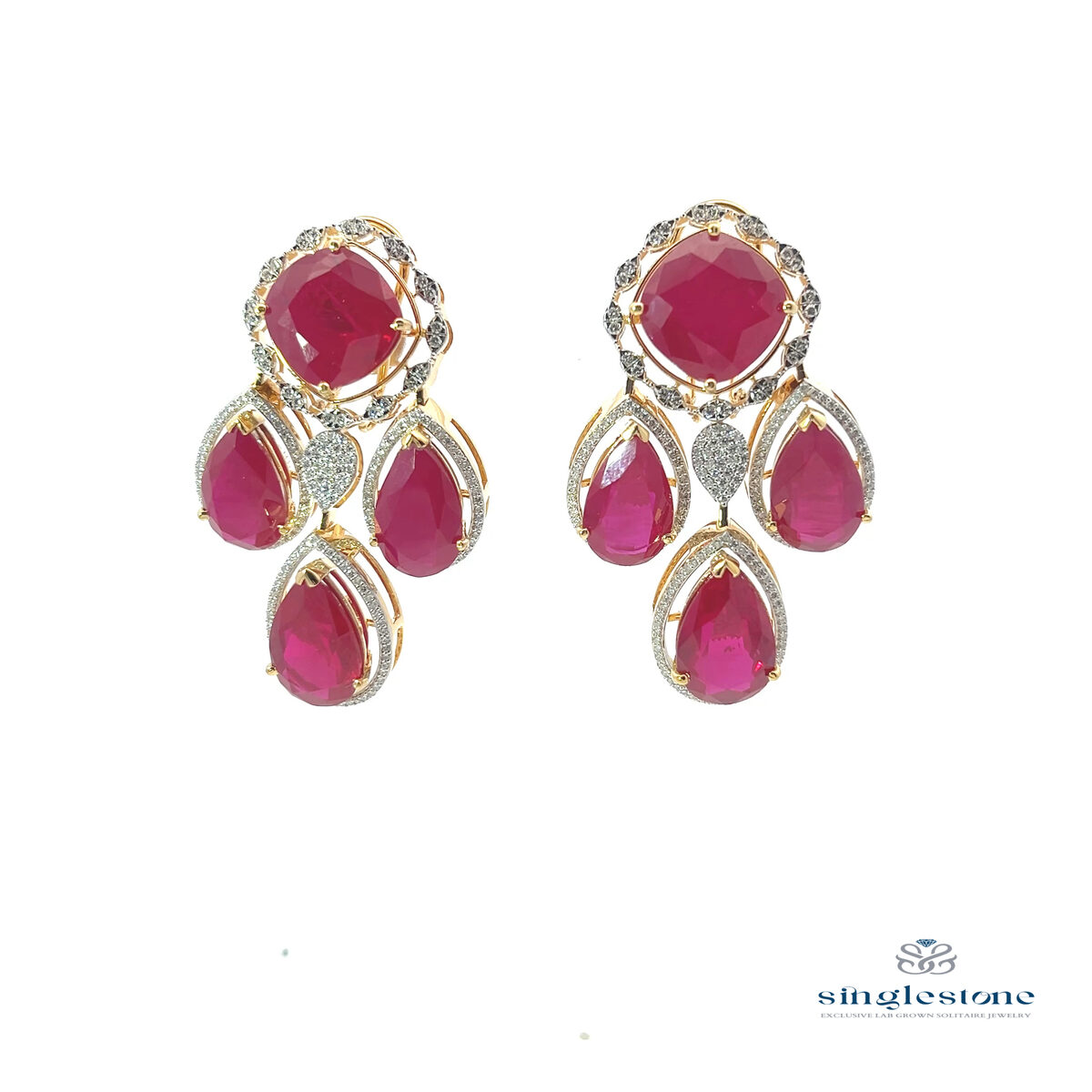 CRIMSON DEWDROP DIAMOND EARRINGS